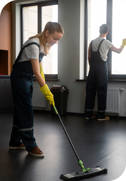 CQD Cleaning professional with cleaning equipment
