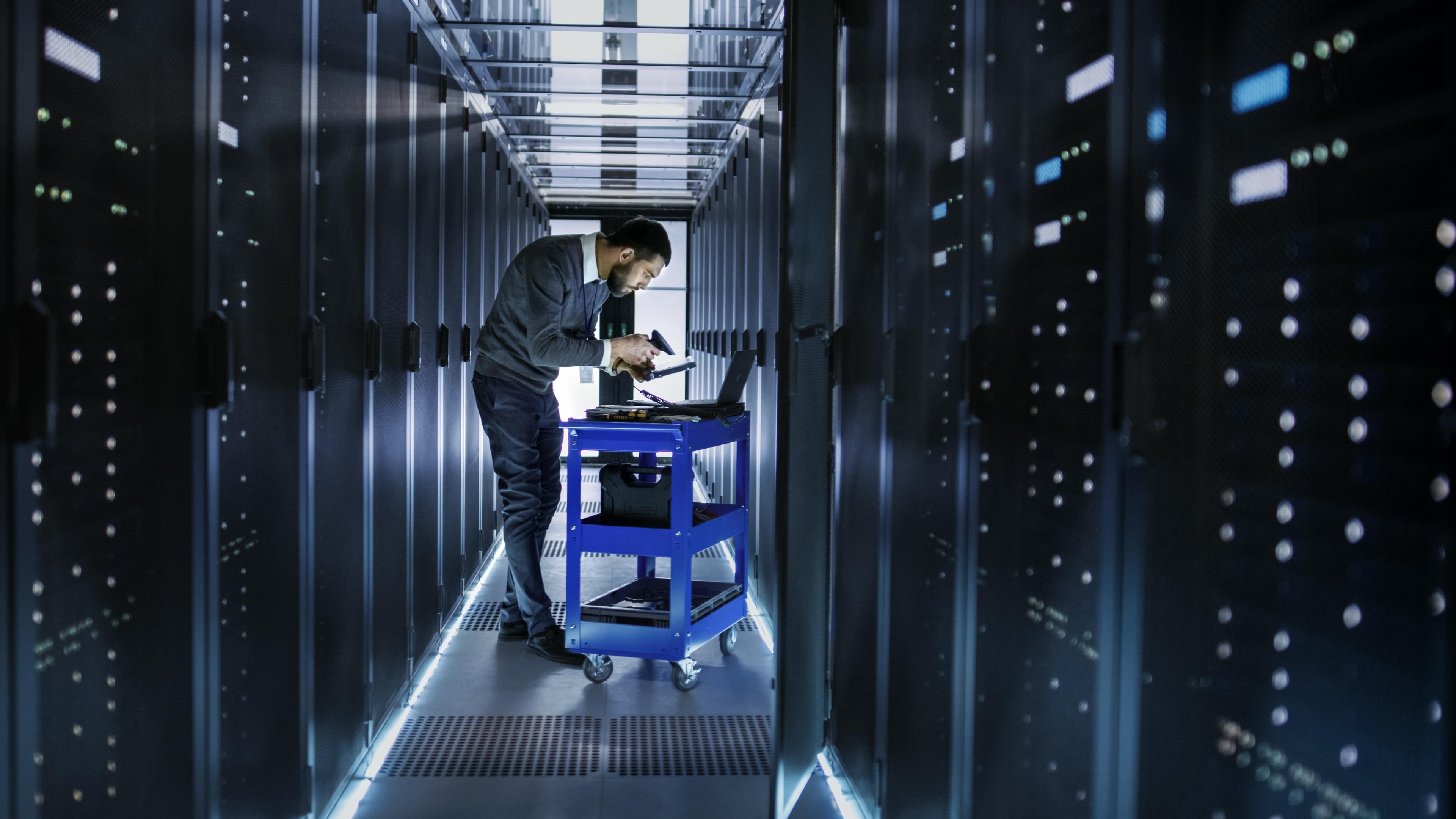 Technician Performing Data Centre Cleaning